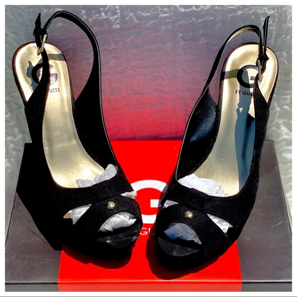 Guess NWB “Cathy” Platform Stiletto Heels Almond Peep Toe Slingback Shoes - Picture 10 of 16